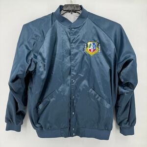 Vintage Cardinal 390th Strategic Missile Wing Bomber Jacket 2XL Blue Nylon USAF